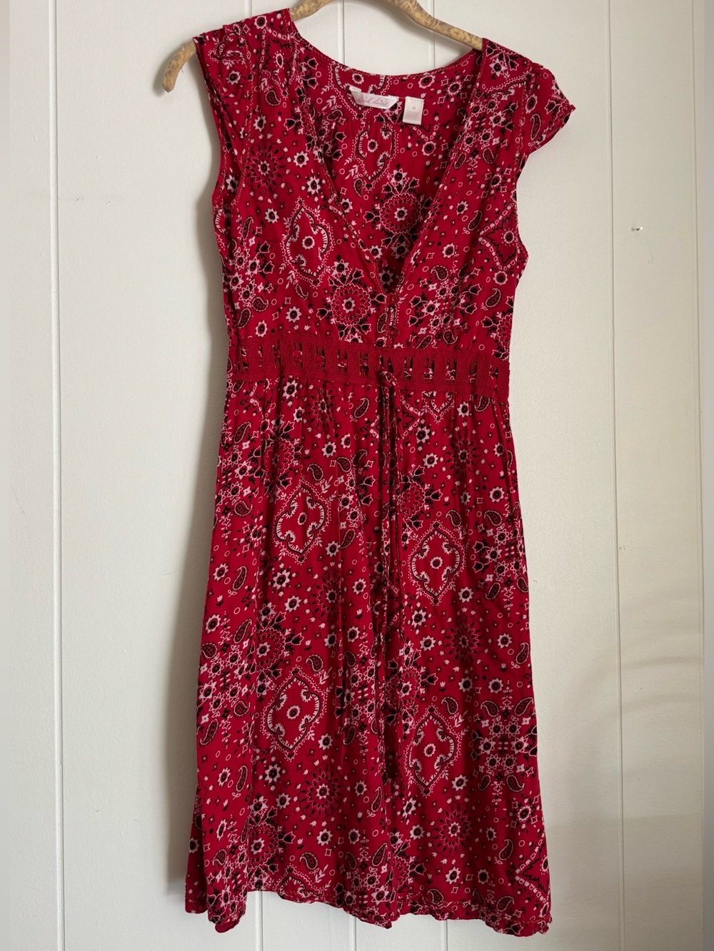 Vintage Derek Heart Red Bandana Print Dress